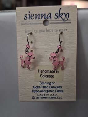 Tiny Pink Poodle Dangle Earrings